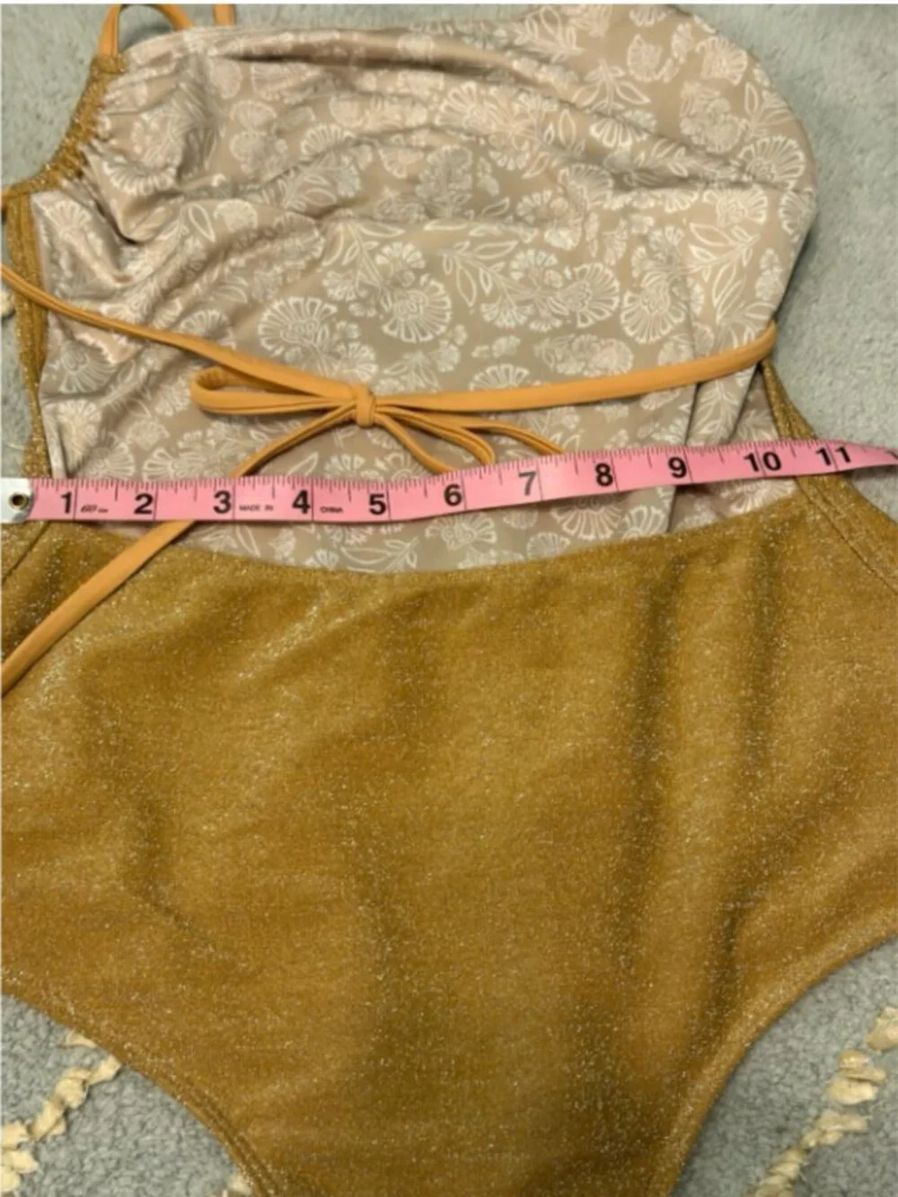 Free People Kerry Lurex One-Piece Swimsuit | Gold Shimmer | Size Large